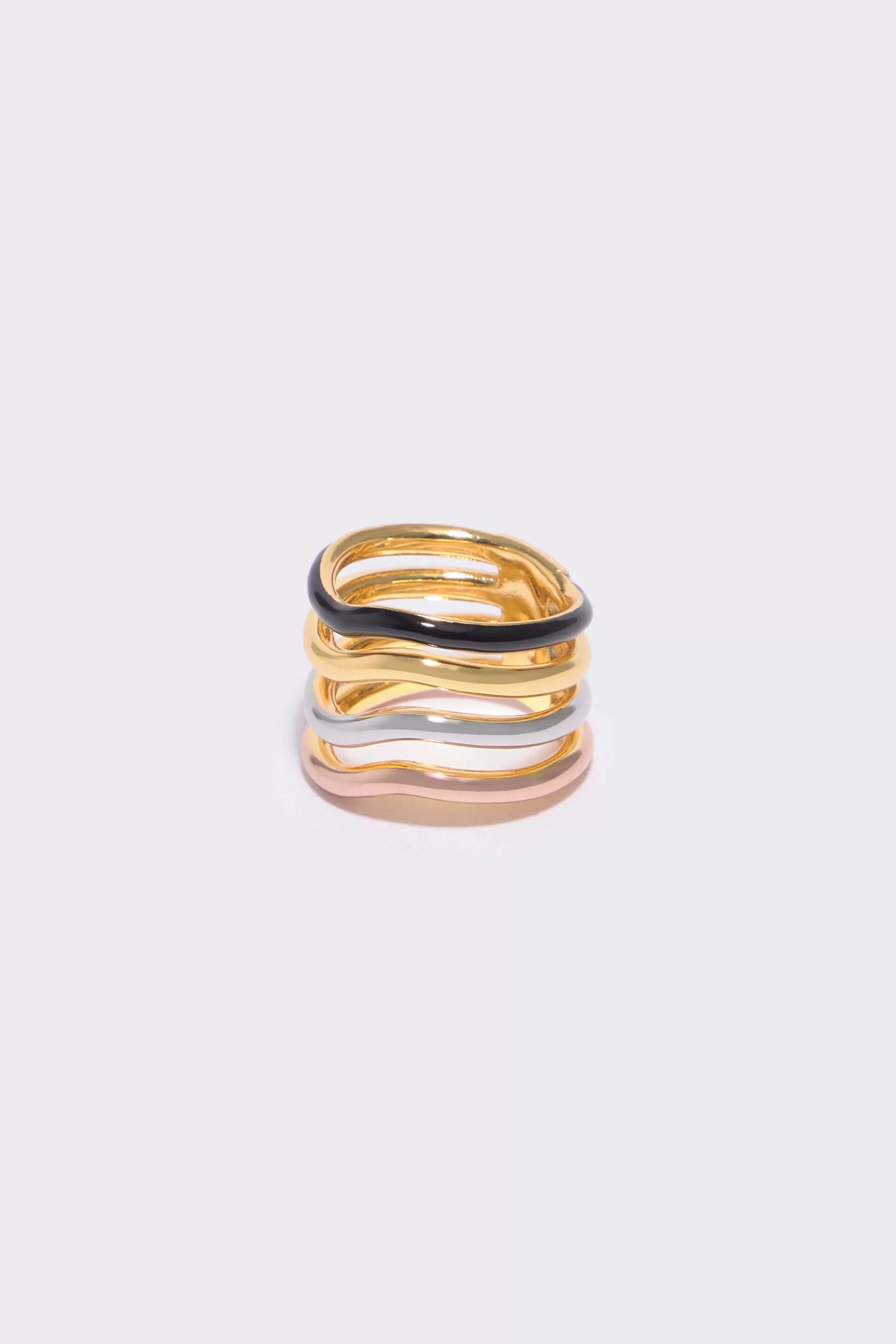 New BIMBA Y LOLA Anel Bandas Multiouro Multigold