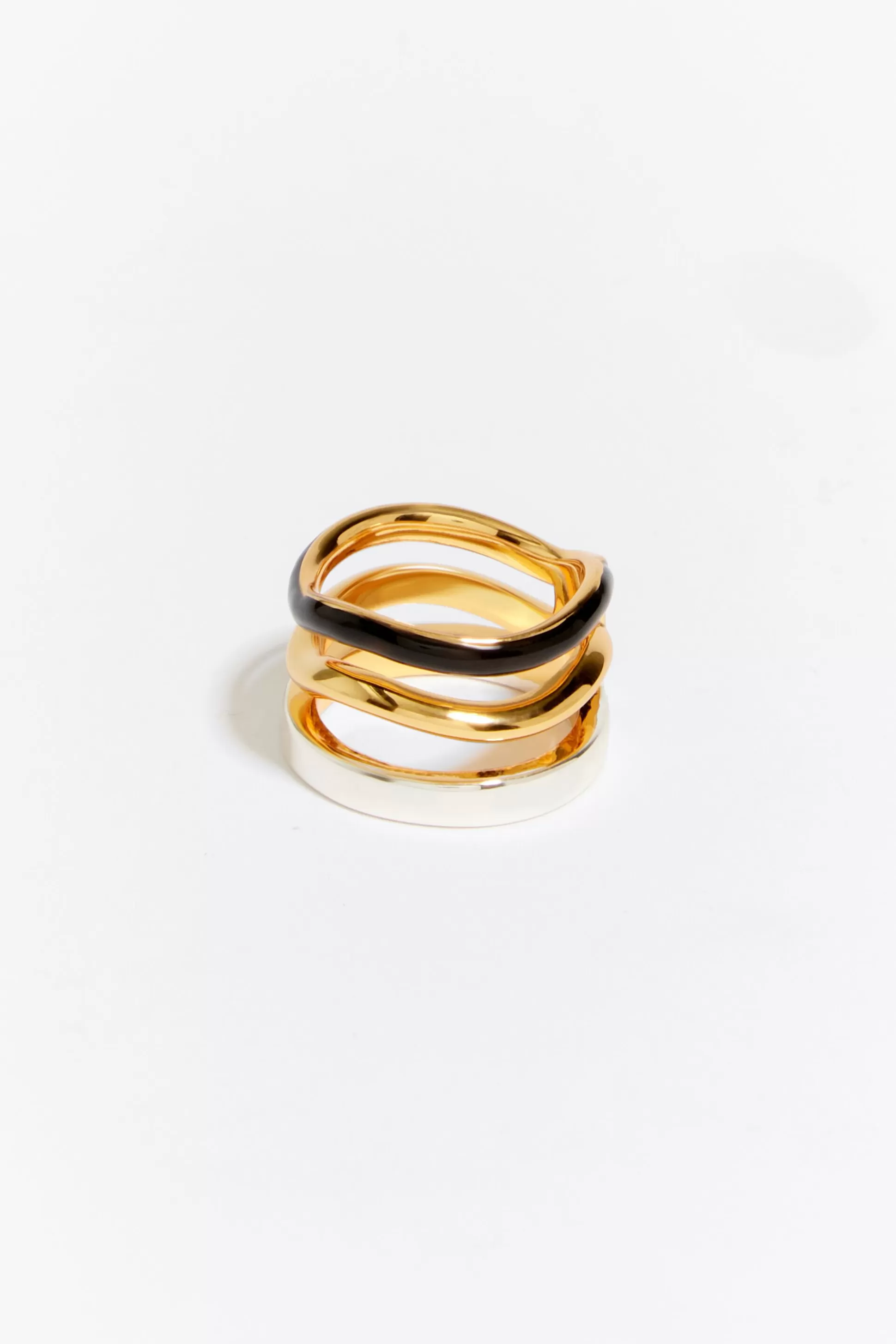 Fashion BIMBA Y LOLA Anel Bandas Preto Black