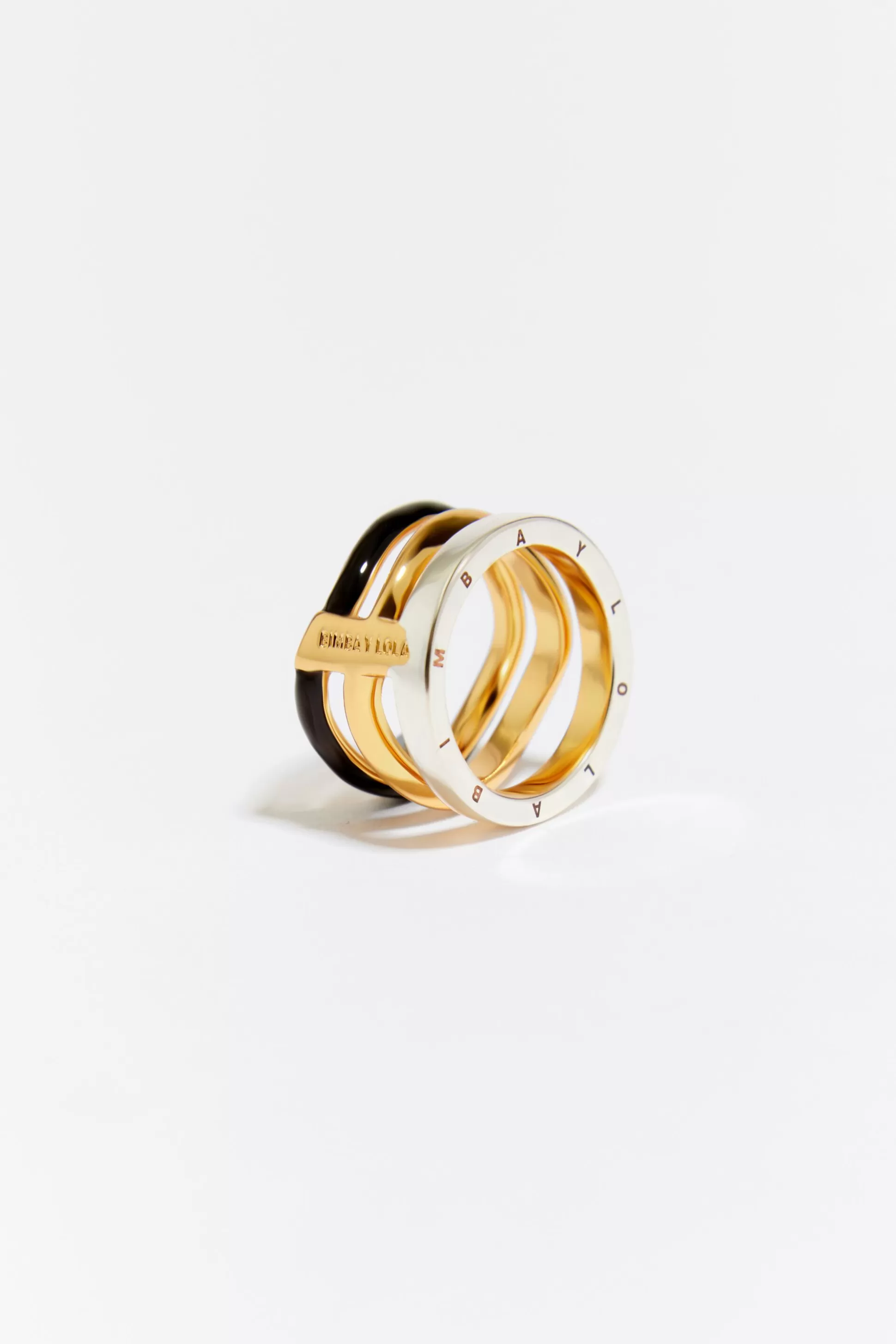 Fashion BIMBA Y LOLA Anel Bandas Preto Black