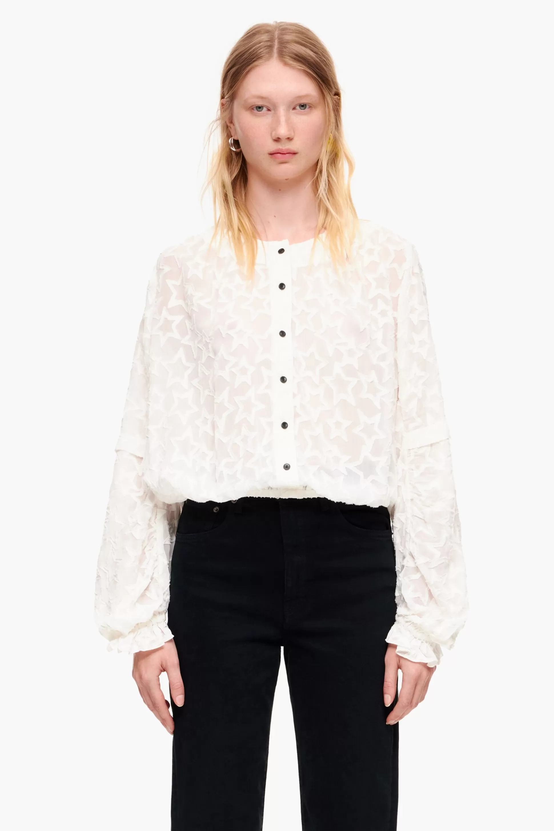 Flash Sale BIMBA Y LOLA Blusa Curta Jacquard Estrela Ivory