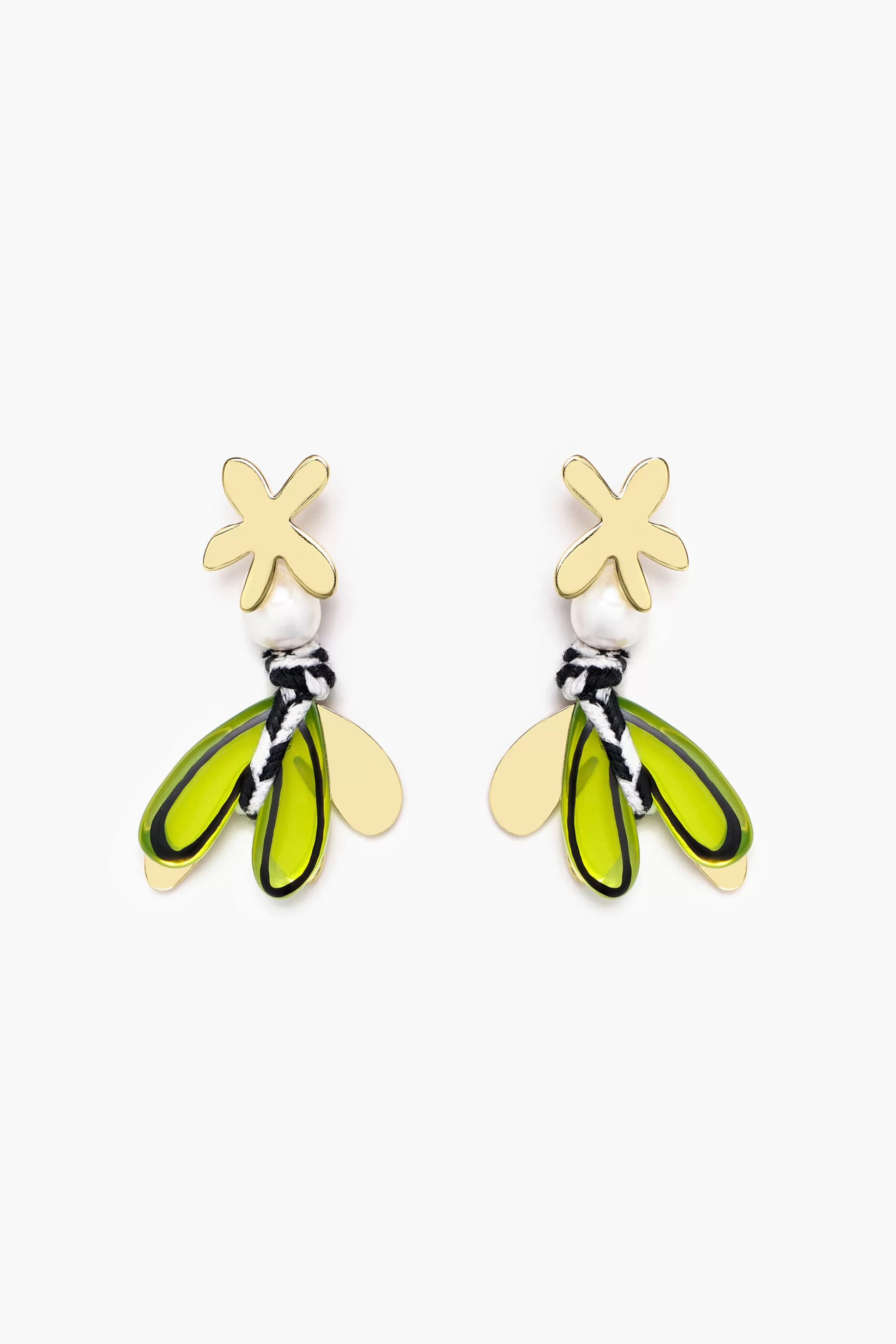 Cheap BIMBA Y LOLA Brincos Flores Resina Multicoloridos Lime