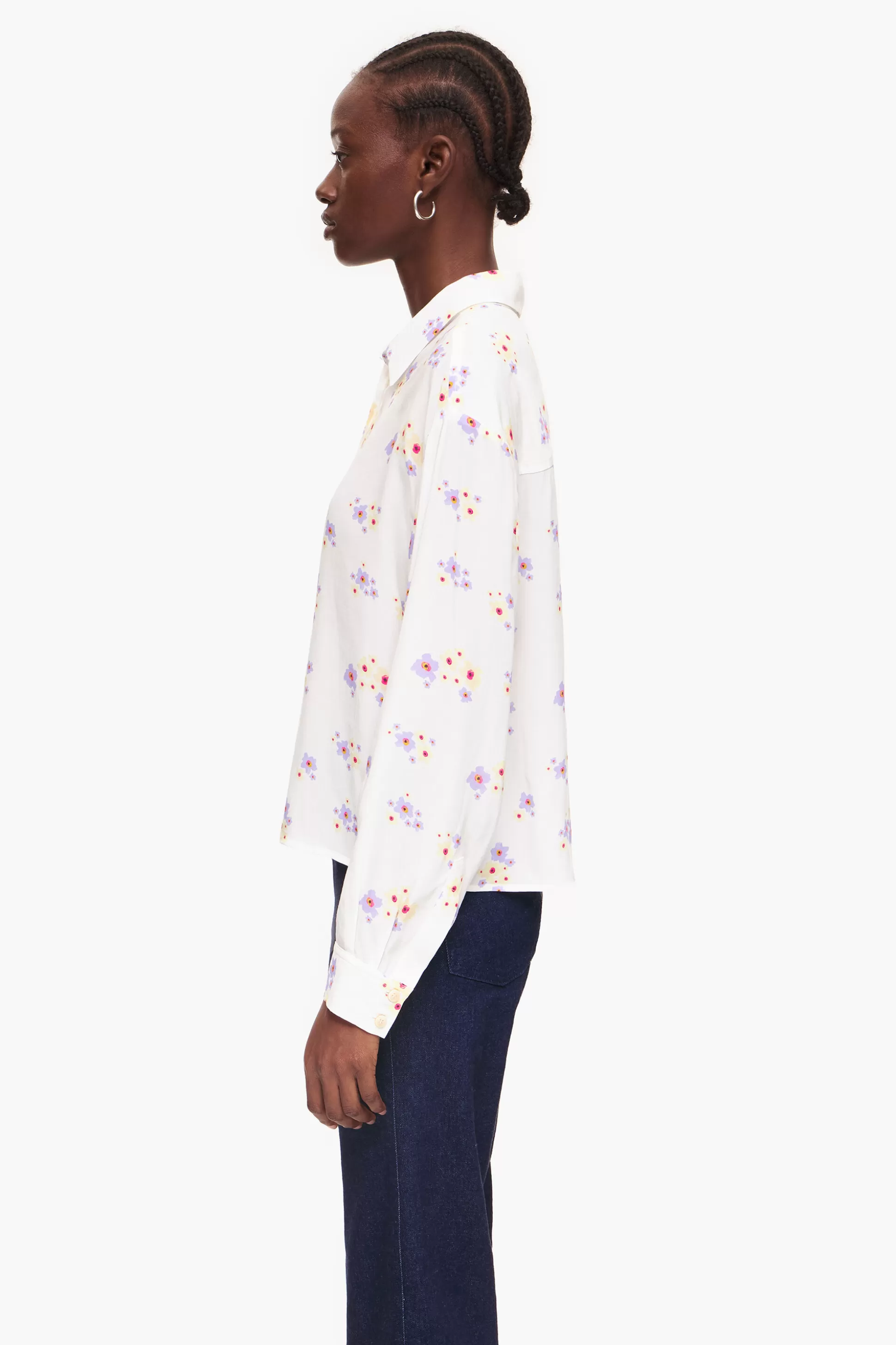 Outlet BIMBA Y LOLA Camisa Boxy Print Acrylic Flowers Branca Acrylic Flowers Offwhite