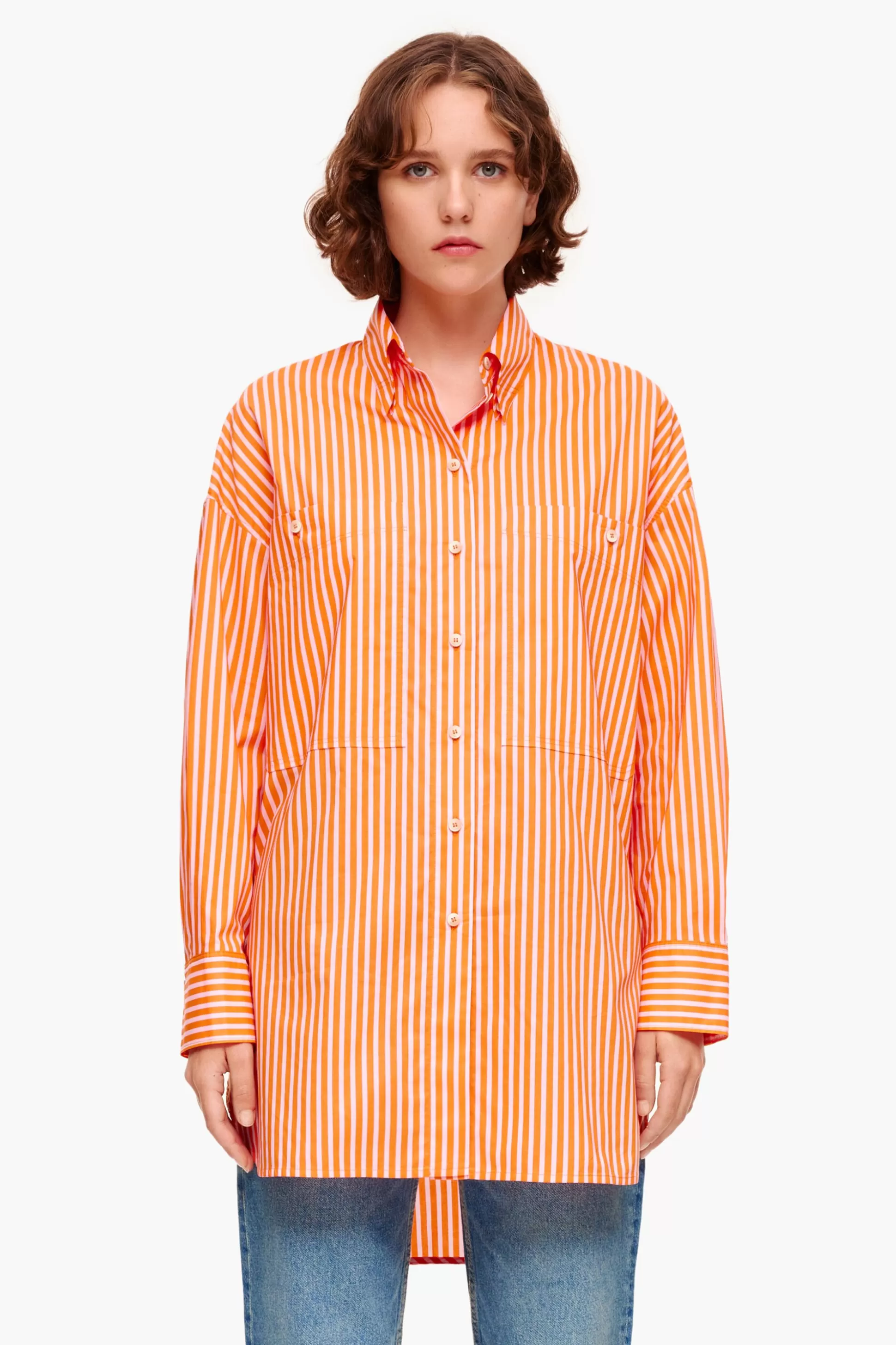 Fashion BIMBA Y LOLA Camisa Oversize Riscas Laranja Orange