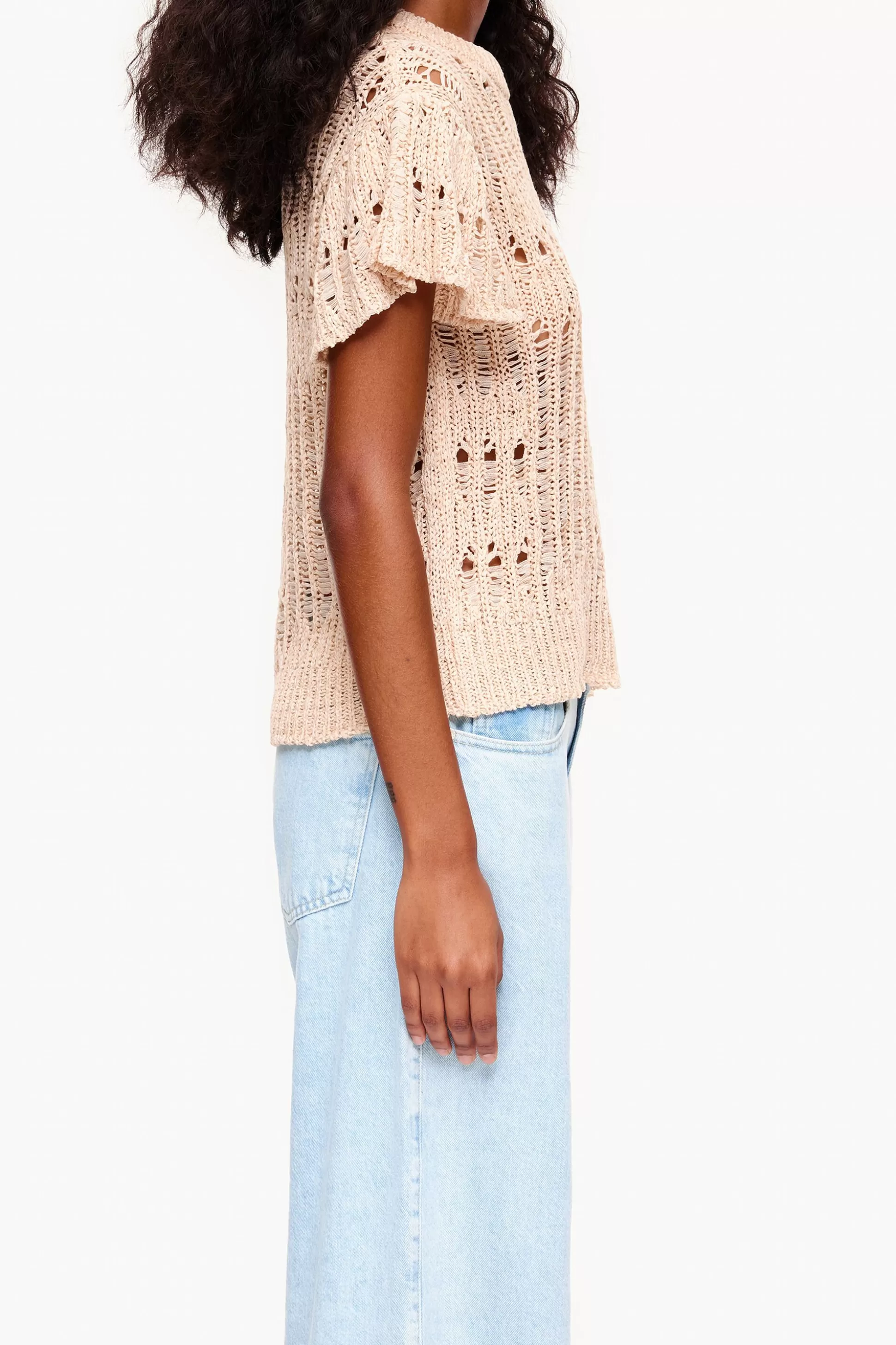 Outlet BIMBA Y LOLA Camisola Rendilhados Areia Sand