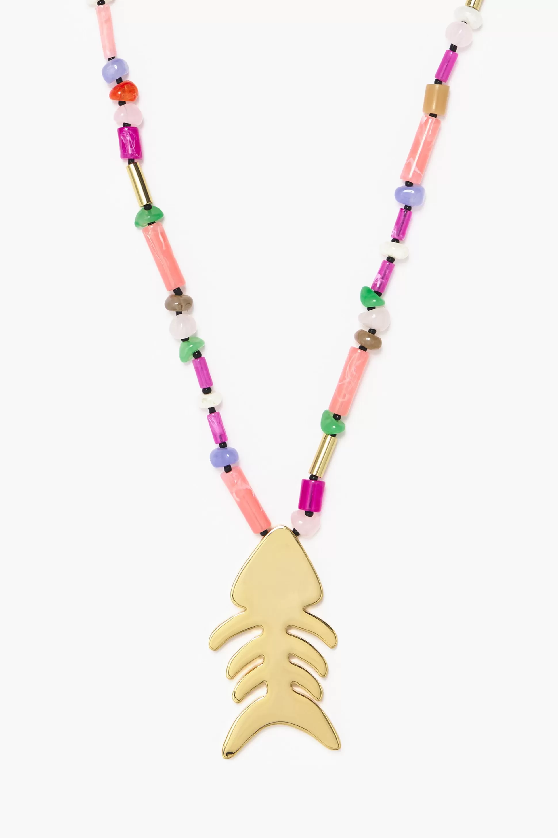 Store BIMBA Y LOLA Colar Comprido Peixe Pedras Rosa Pink
