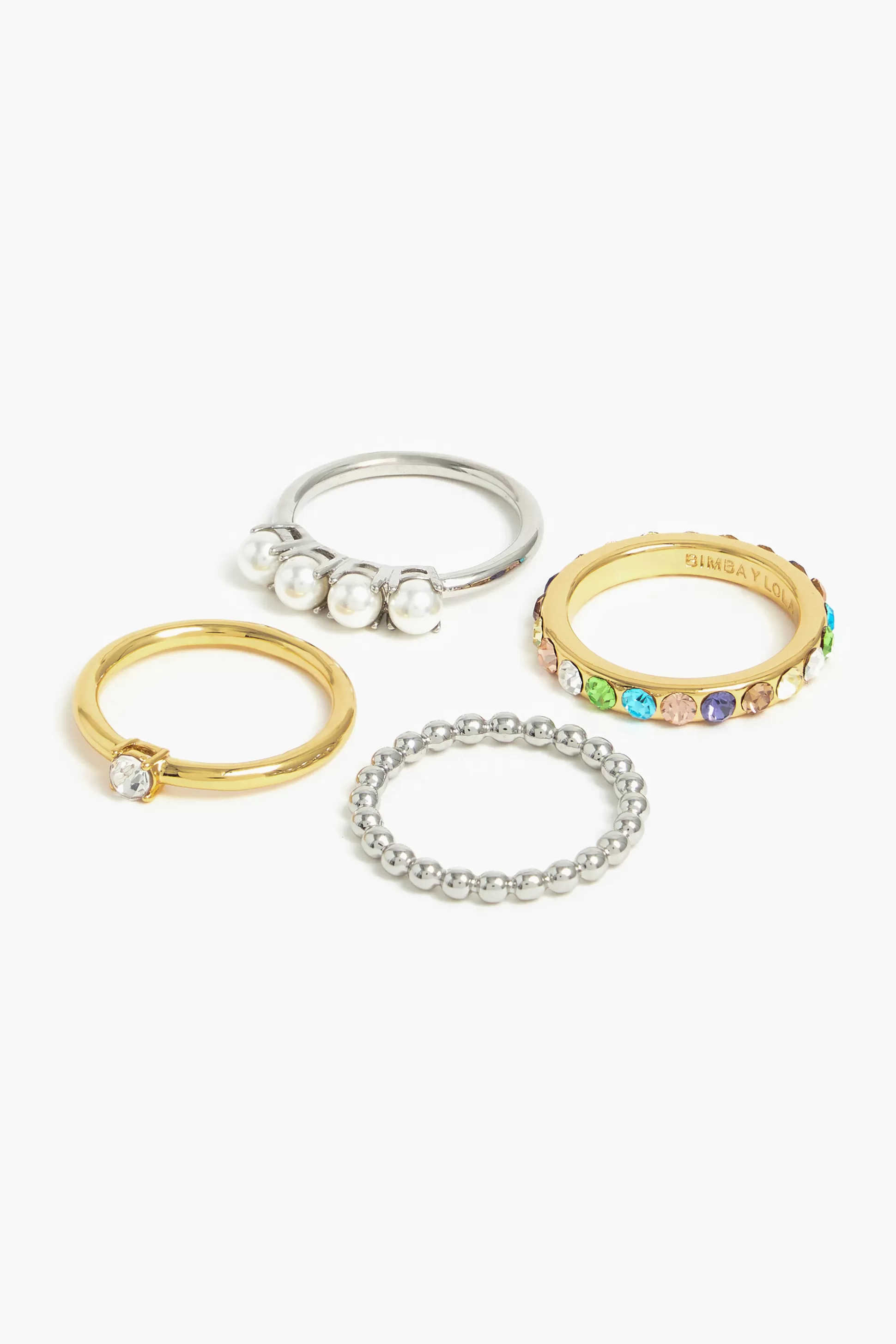 Hot BIMBA Y LOLA Conjunto Anéis Cristais Gold