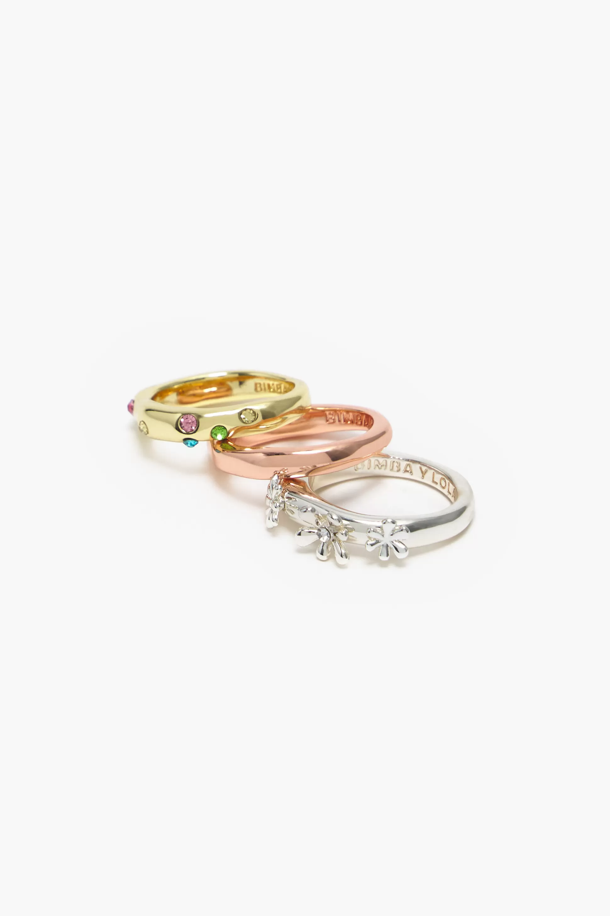Shop BIMBA Y LOLA Conjunto Anéis Flores E Cristais Multigold