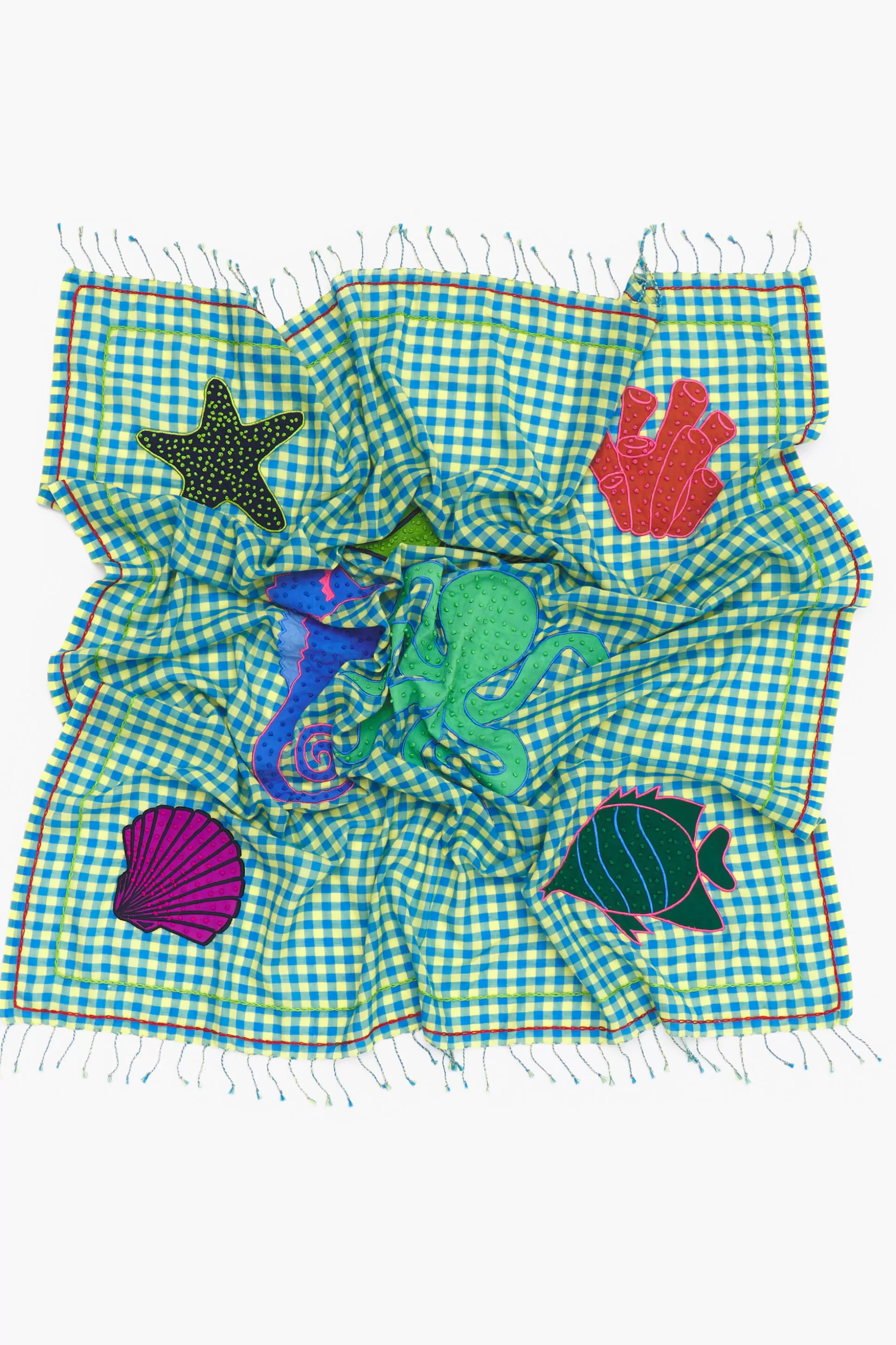 echarpe_vichy_bordados_amarela_3.webp Clearance BIMBA Y LOLA Echarpe Vichy Bordados Amarela Yellow