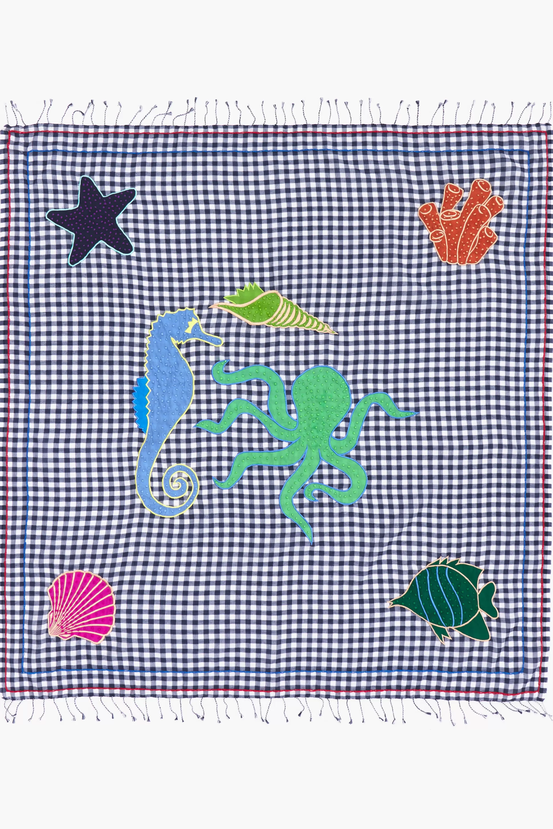 Discount BIMBA Y LOLA Echarpe Vichy Bordados Azul-Marinho Navy