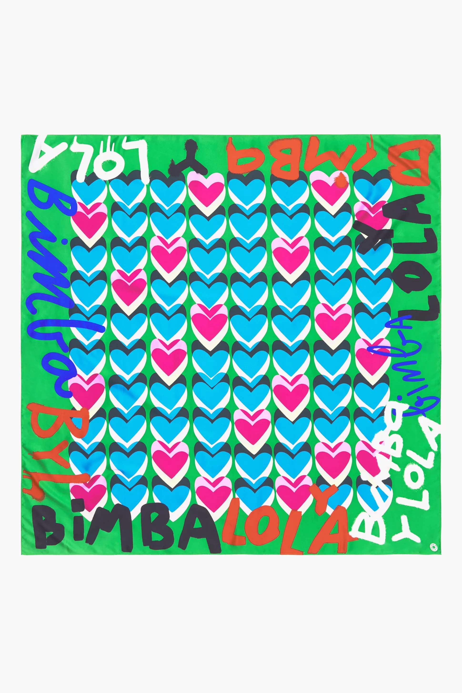 Outlet BIMBA Y LOLA Lenco Coracoes Logo Graffiti Verde Green