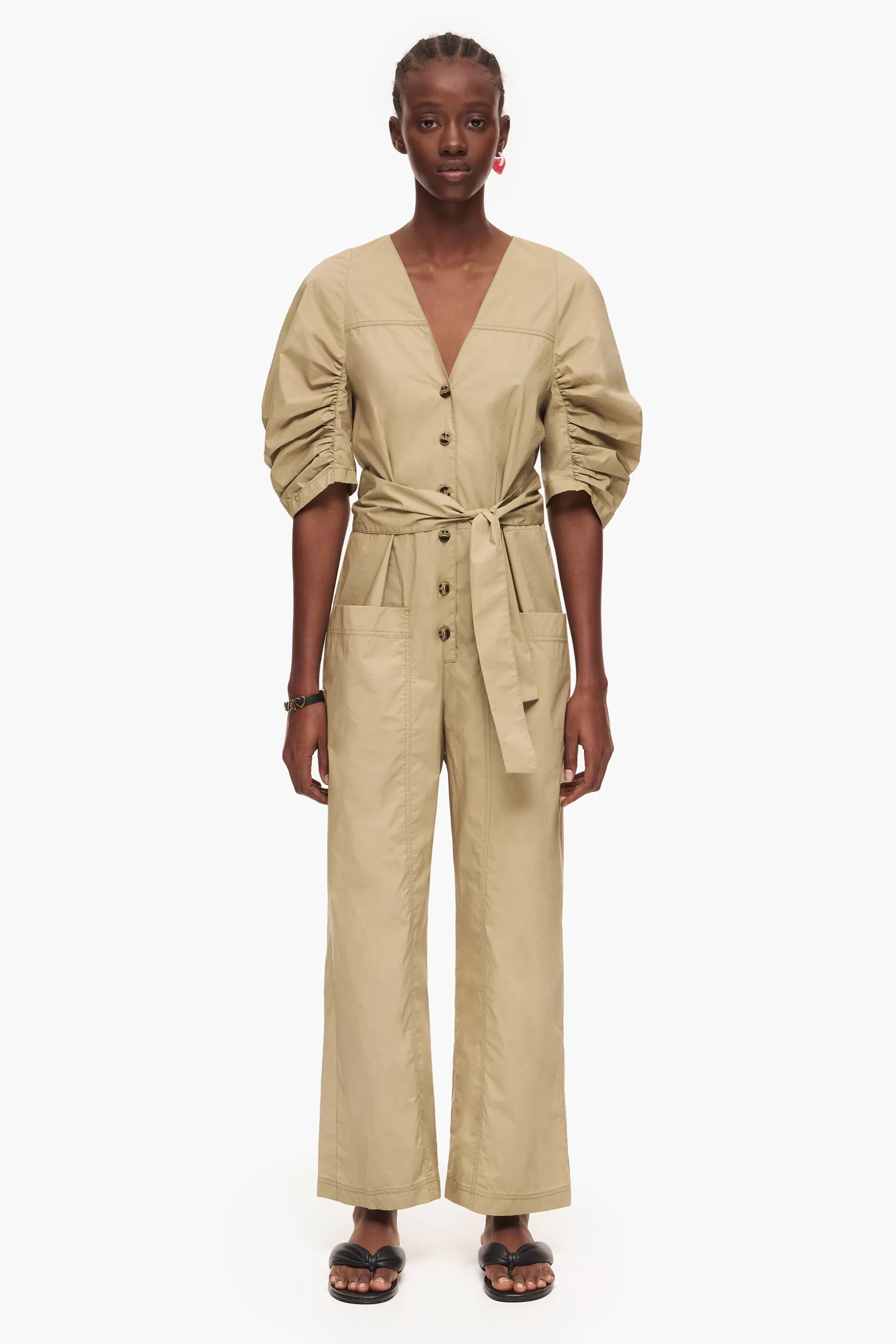 Clearance BIMBA Y LOLA Macacao Popelina Caqui Khaki