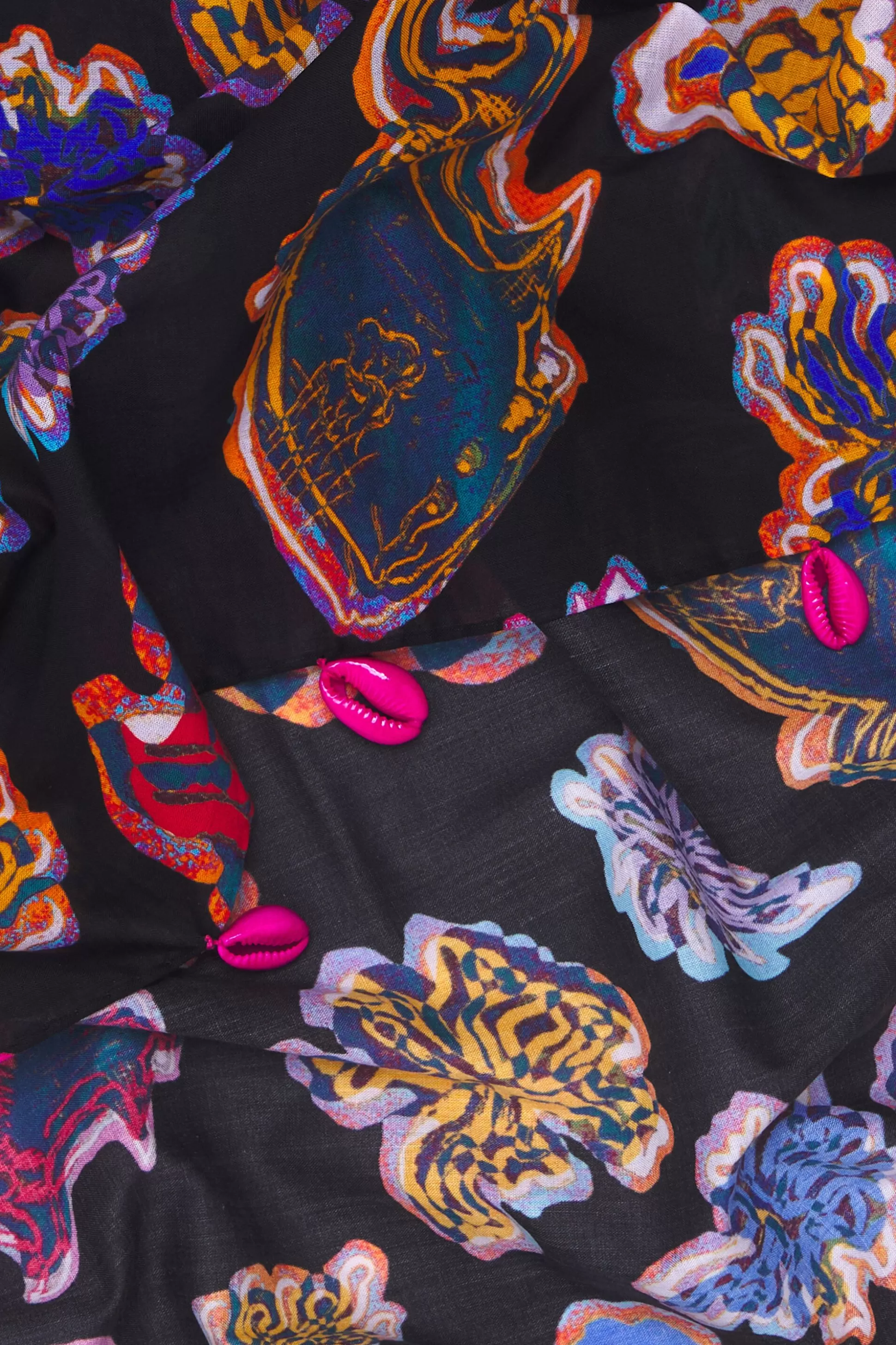 Sale BIMBA Y LOLA Pareo Curto Algodao Fish Sea Preto Fish Sea Black