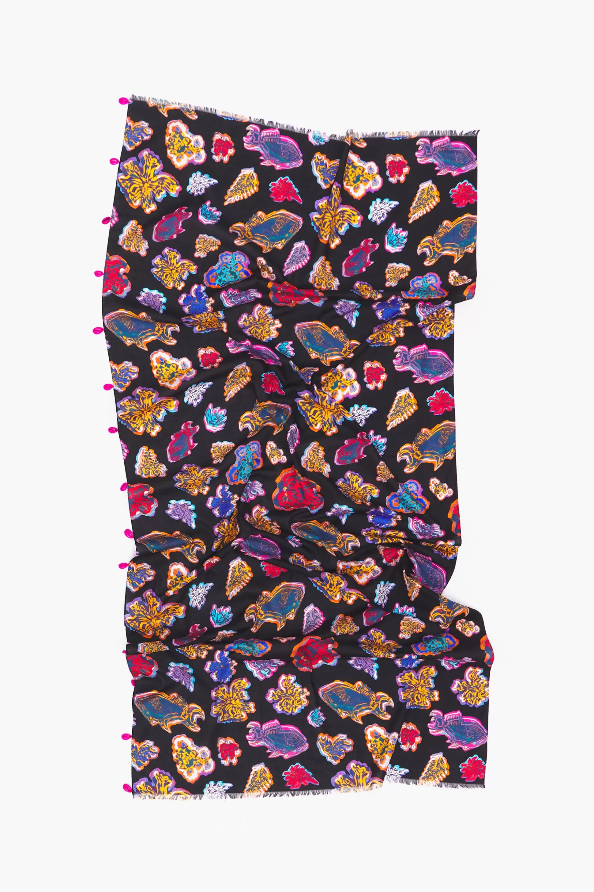 Sale BIMBA Y LOLA Pareo Curto Algodao Fish Sea Preto Fish Sea Black