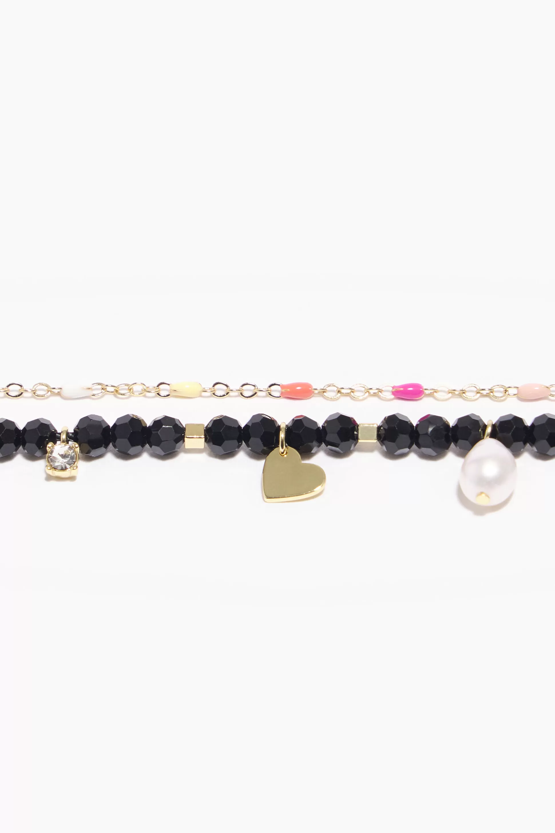 Hot BIMBA Y LOLA Pulseira Cristais Facetados Corrente Dourada Black