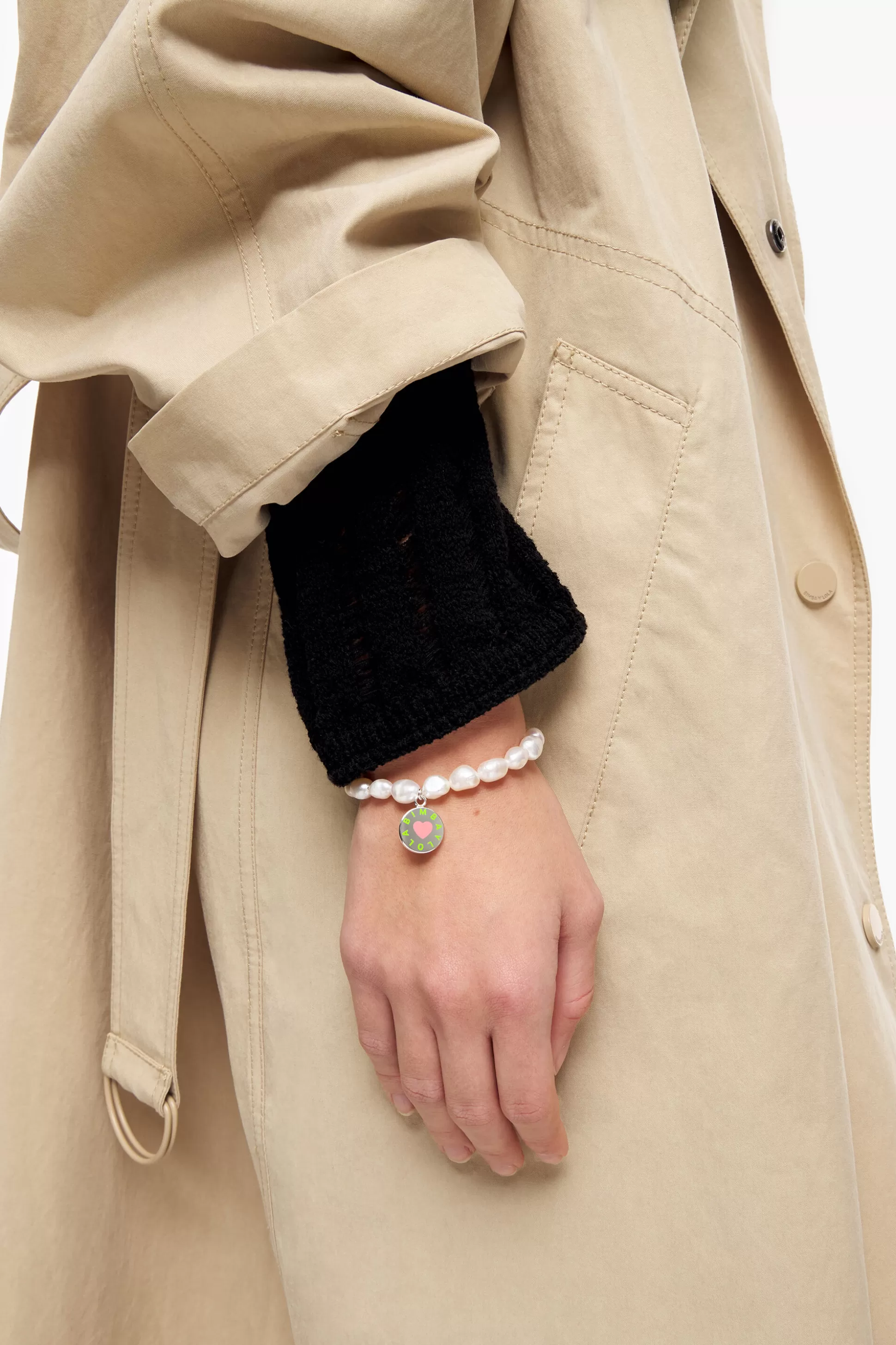 Shop BIMBA Y LOLA Pulseira Perolas Logo Rosa Pink
