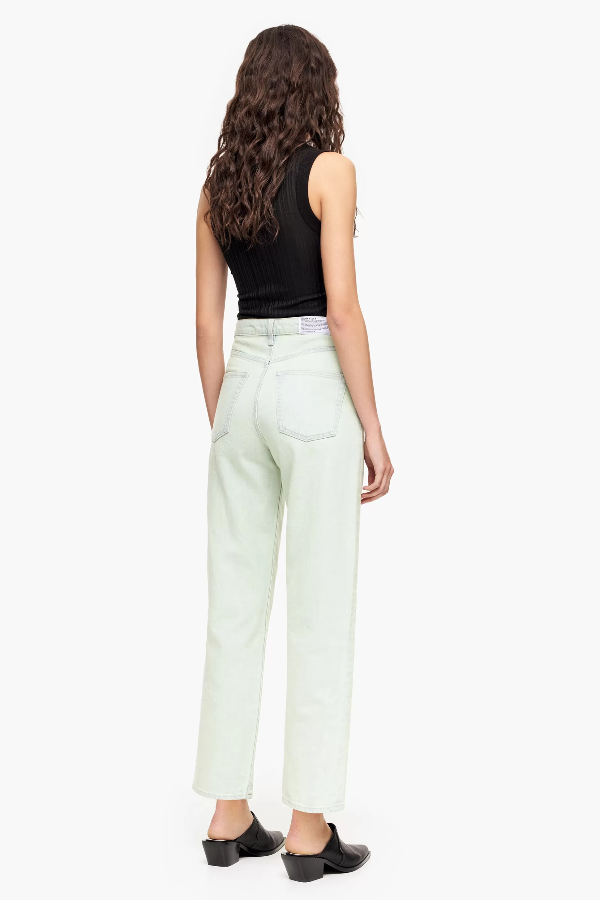 Store BIMBA Y LOLA Straight Cropped - Jeans Retas Menta Mint