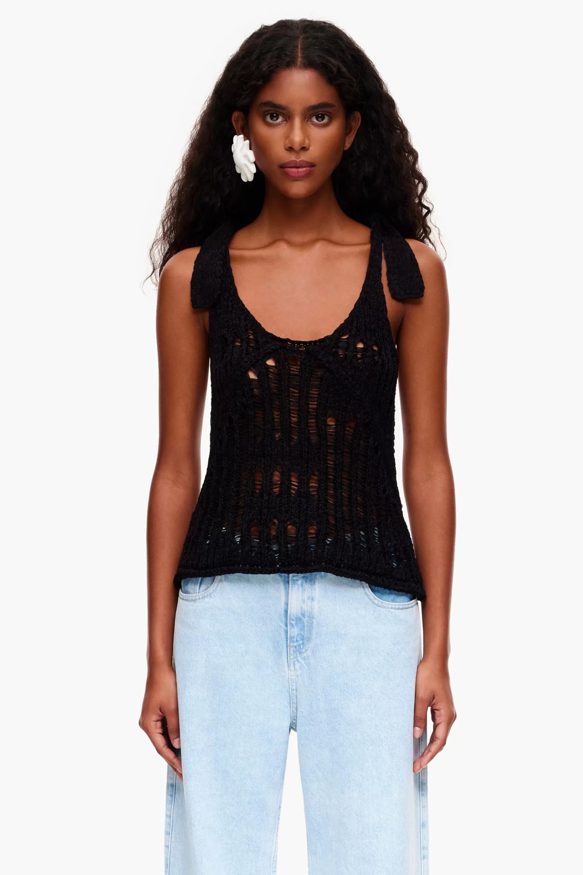 Outlet BIMBA Y LOLA Top Crochet Preto Black