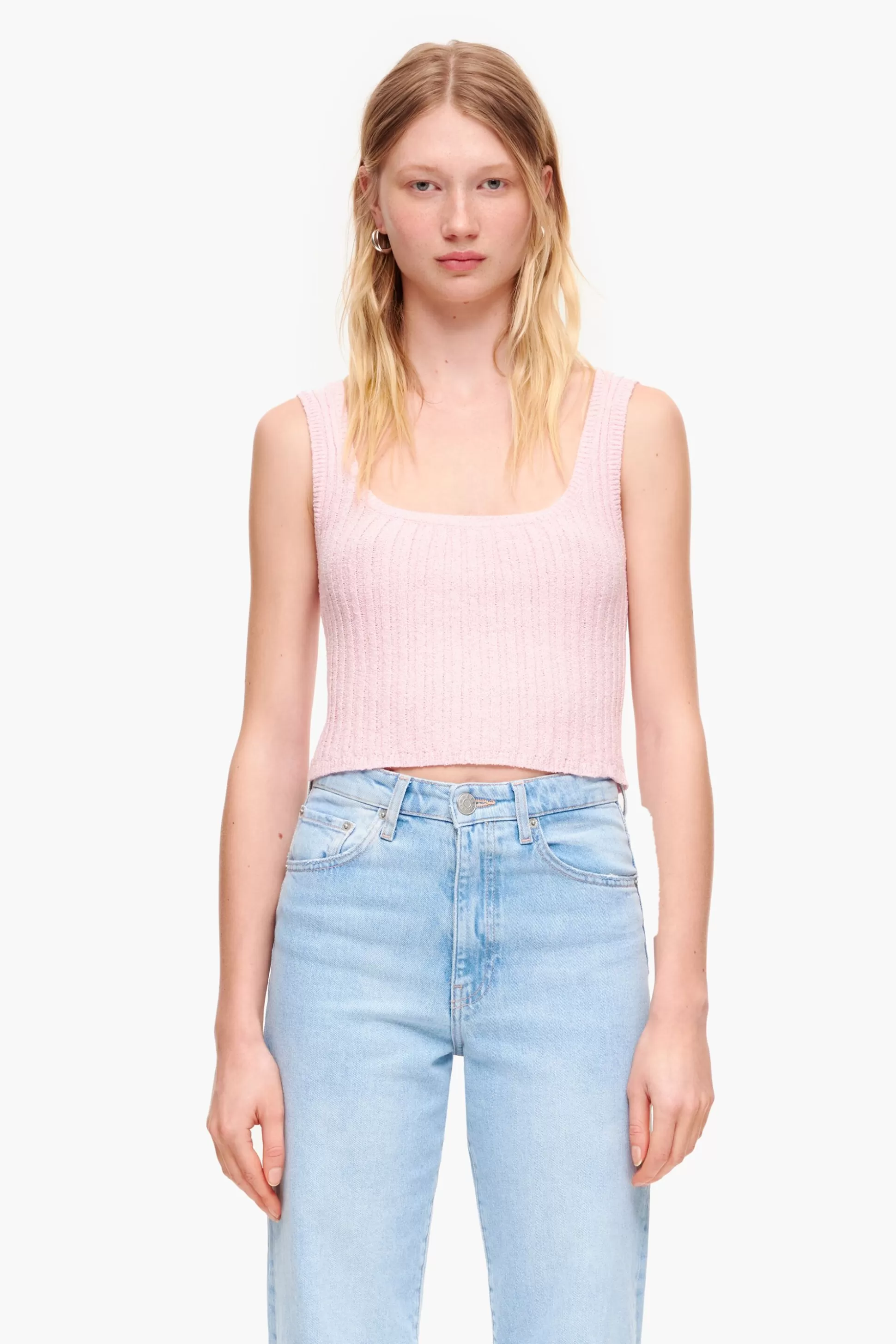 Online BIMBA Y LOLA Top Justo Canelado Rosa Light Pink