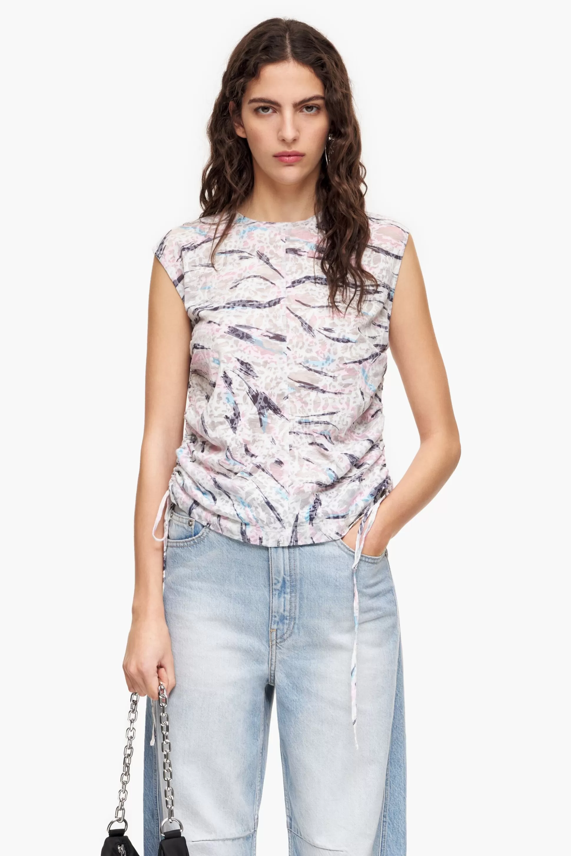 Outlet BIMBA Y LOLA T-Shirt Algodao Print Butterfly Wing Branca Butterfly Wing White