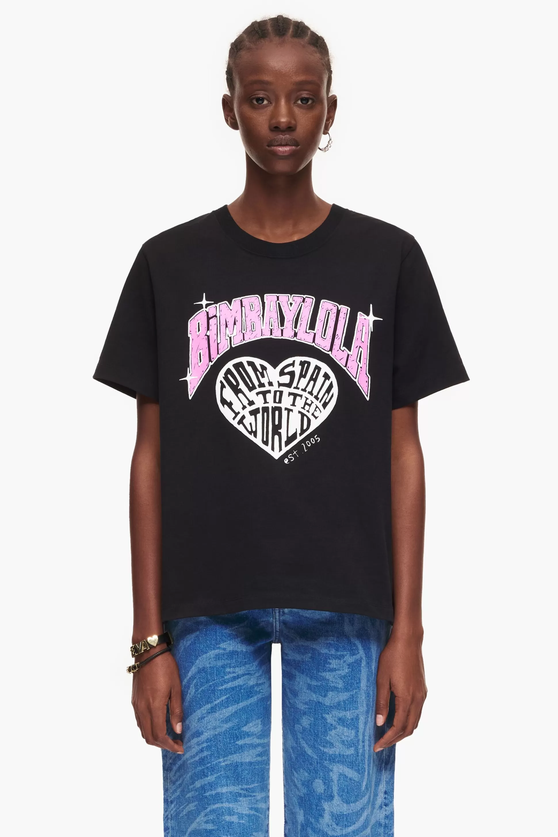 Outlet BIMBA Y LOLA T-Shirt Preta Logo University Bimba Black