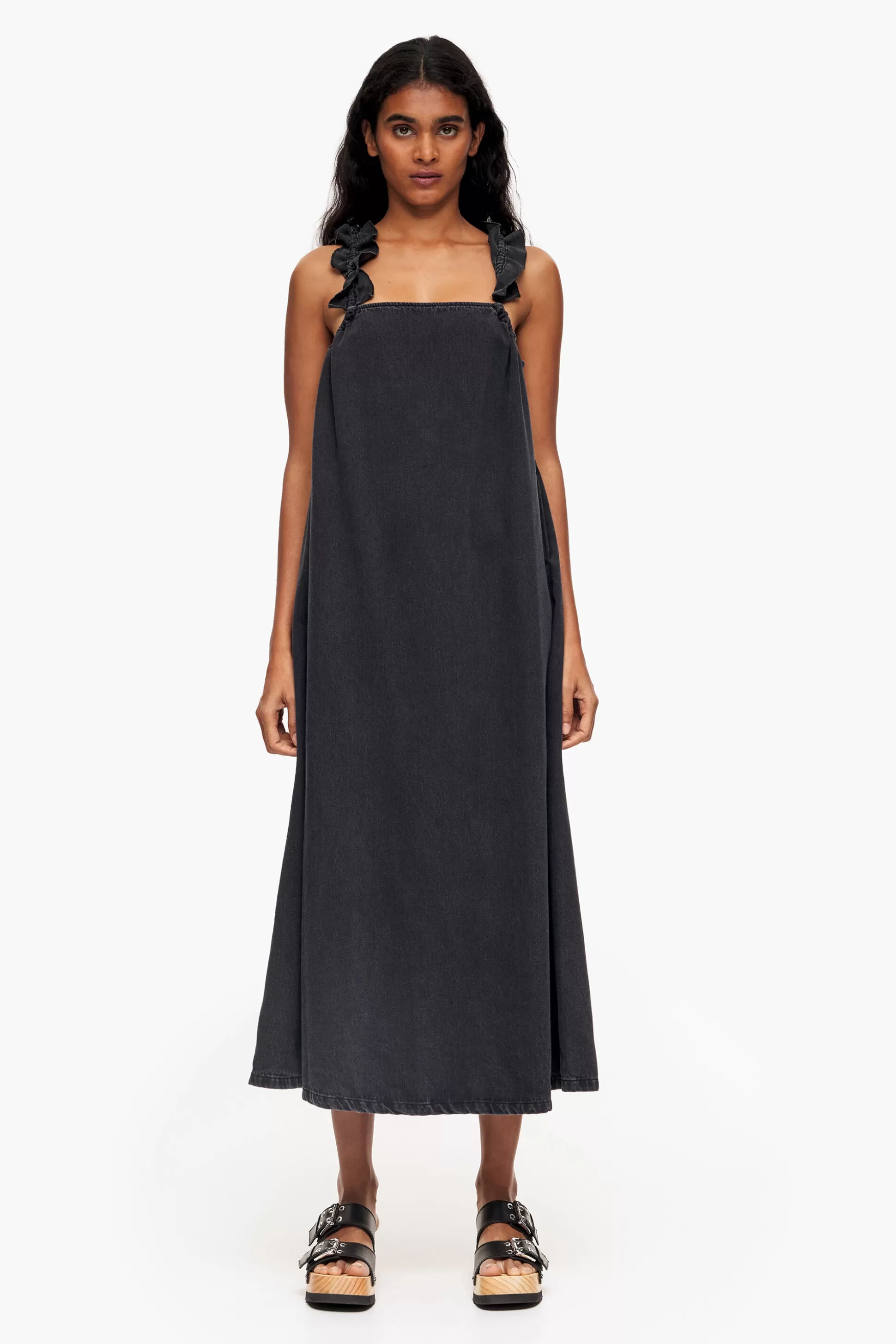 Cheap BIMBA Y LOLA Vestido Denim Evase Preto Washed Black
