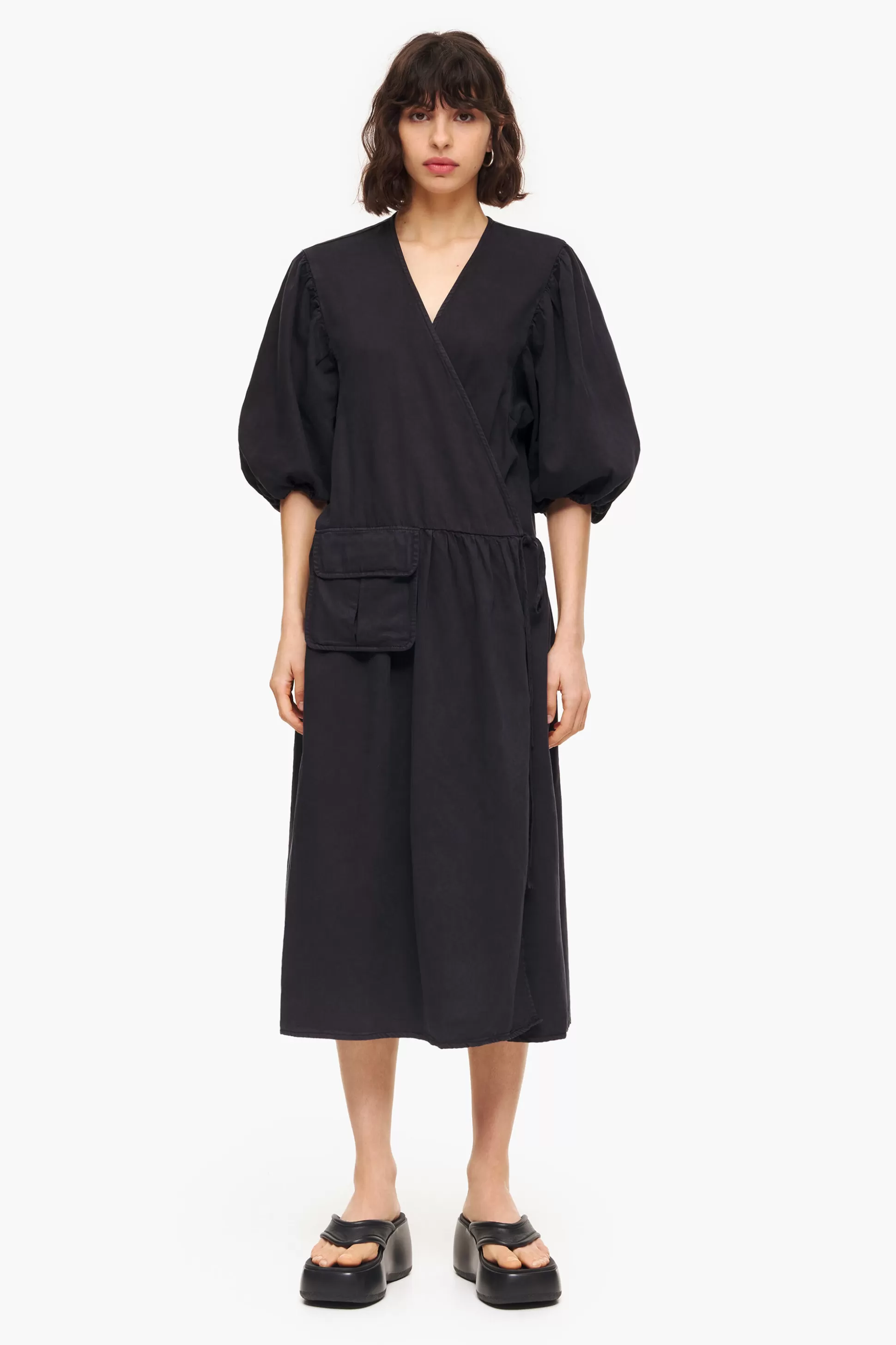 Hot BIMBA Y LOLA Vestido Denim Midi Preto Washed Black