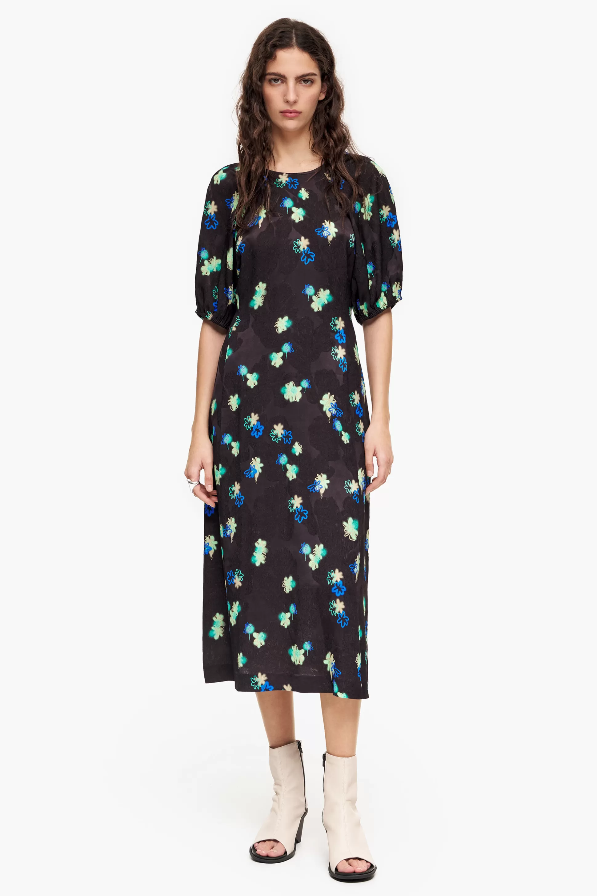 Flash Sale BIMBA Y LOLA Vestido Fluido Print Spray Flowers Spray Flowers Dark Grey