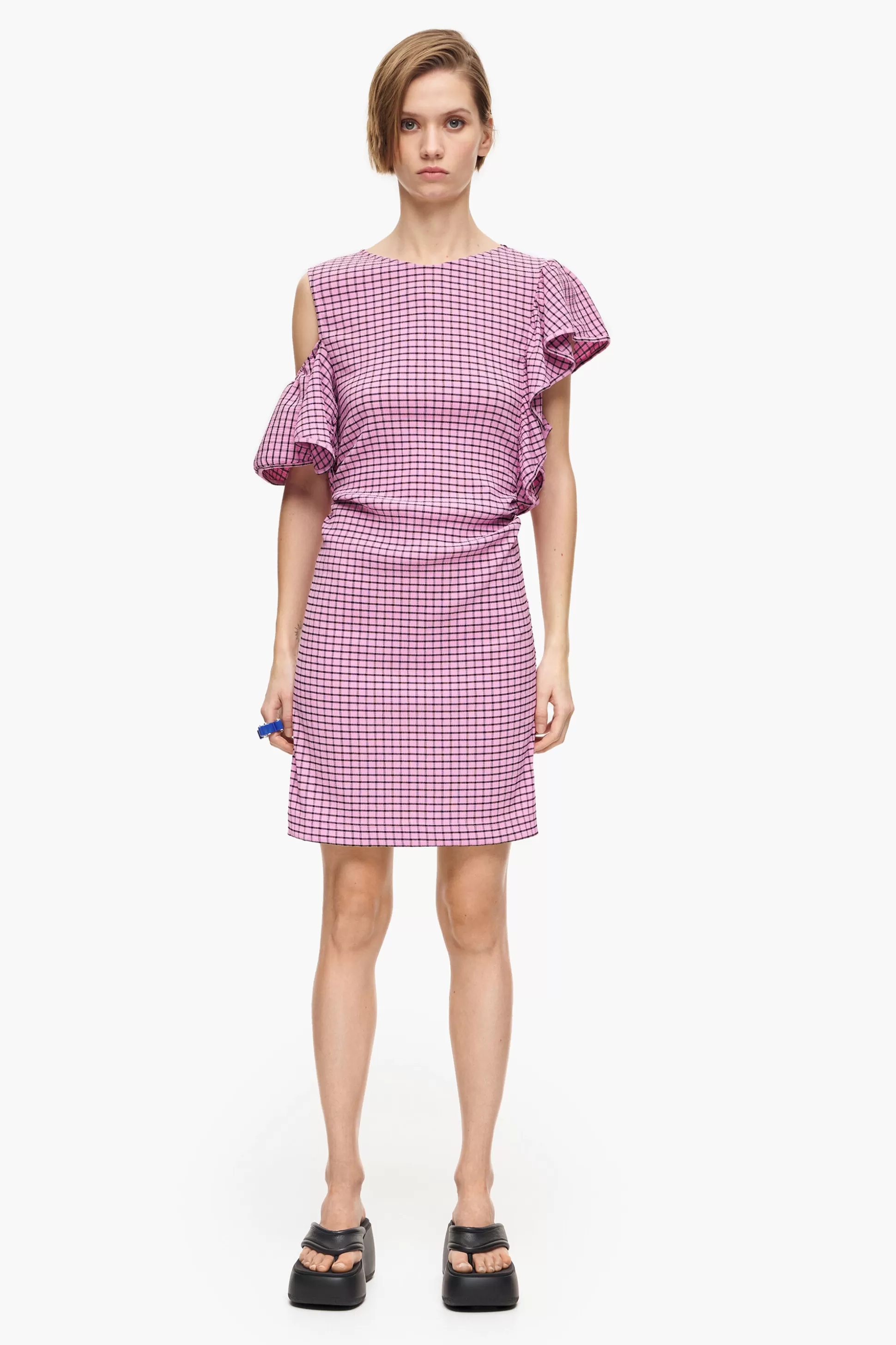 Sale BIMBA Y LOLA Vestido Justo Mini Quadrados Rosa Pink