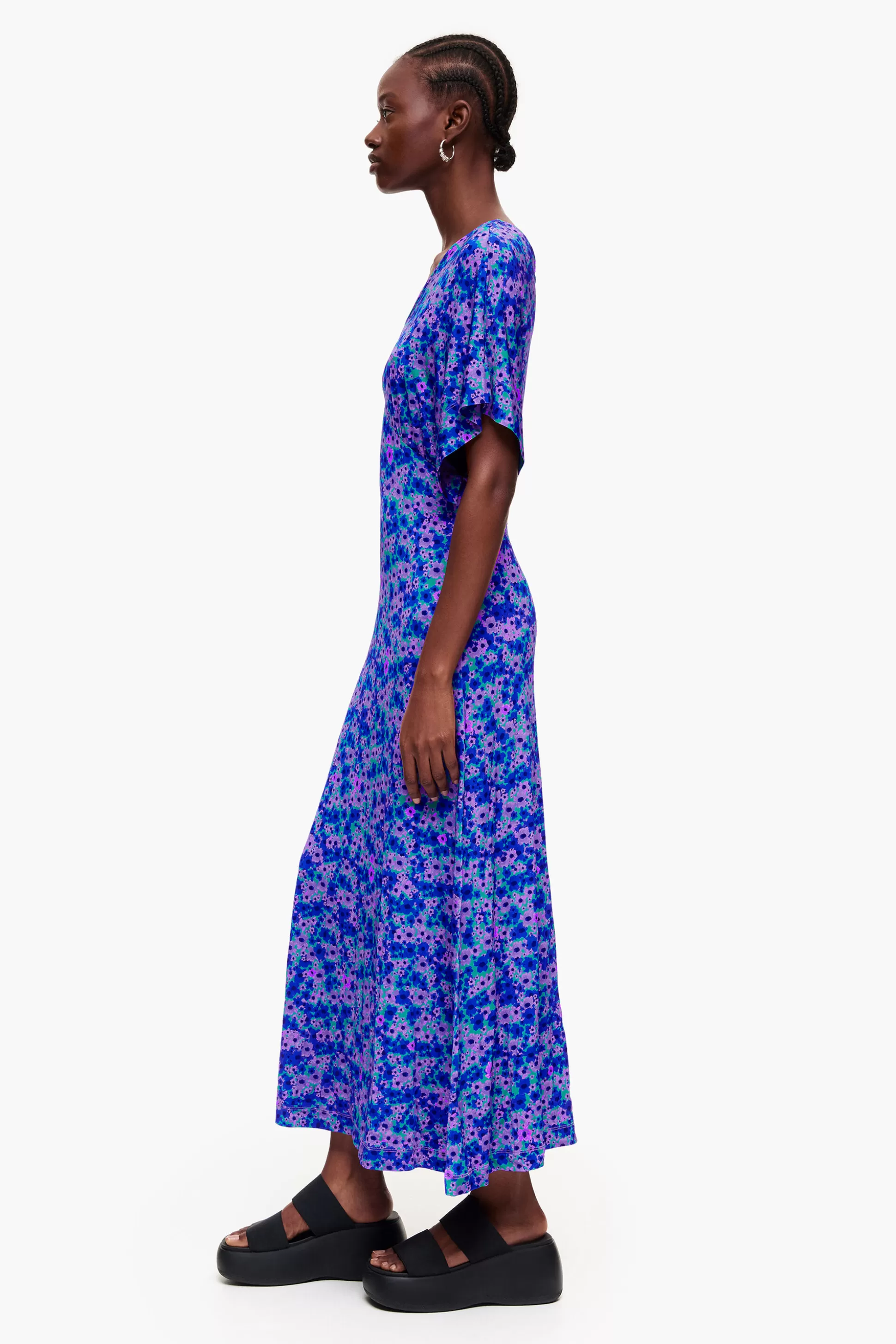 Online BIMBA Y LOLA Vestido Midi Print Flowers Full Flowers Full Green
