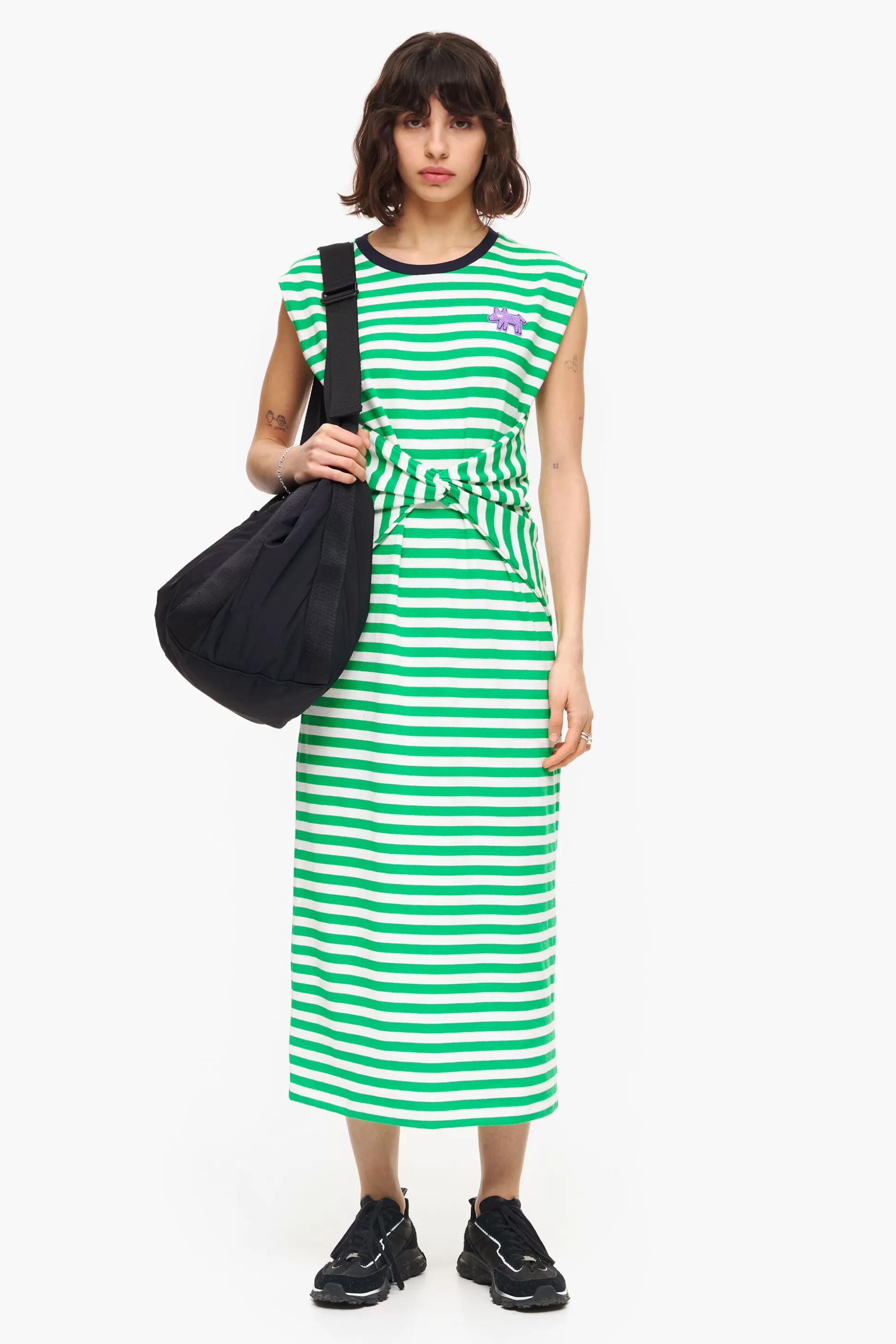 Fashion BIMBA Y LOLA Vestido Midi Riscas Verde Green